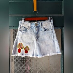 Upcycled denim mini skirt